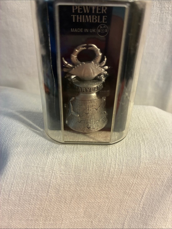 None Other - Vintage Pewter Maryland Crab Thimble Collectible Souvenir made in UK